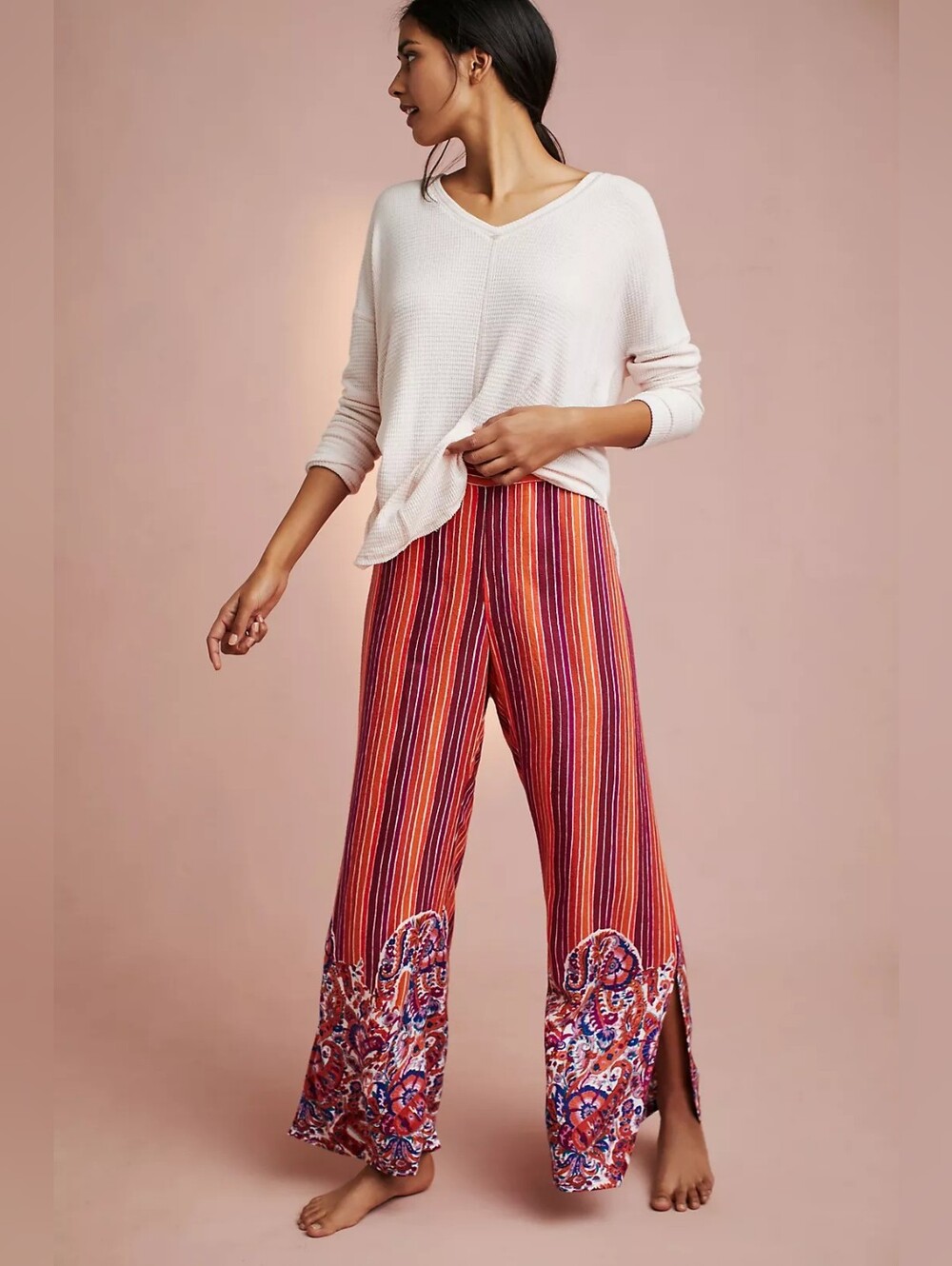 Anthropologie Lilka Paisley And Stripe Sleep Pants In M